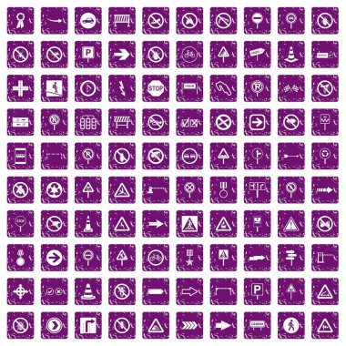 100 yol işaretleri simgeler kümesi grunge mor
