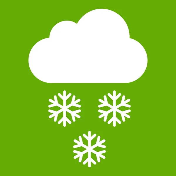 Nube y copos de nieve icono verde — Vector de stock