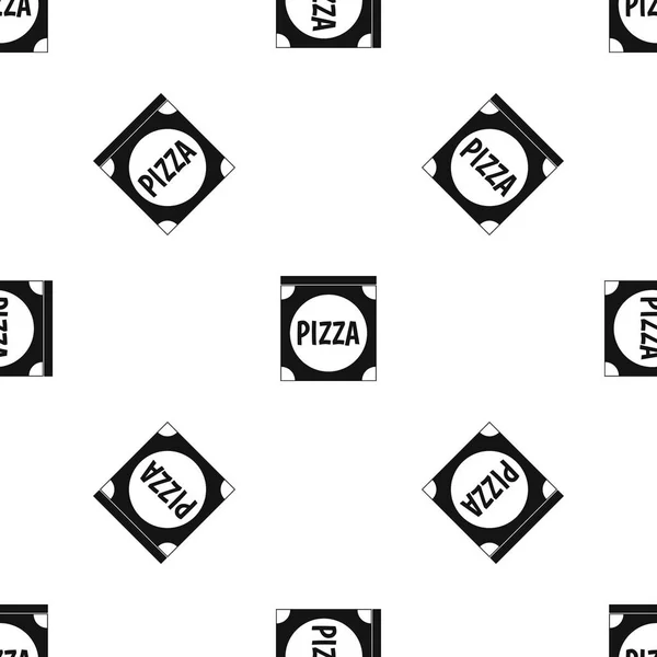Pizza box cover pattern seamless black — Stock Vector