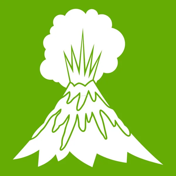 Vulcano eruzione icona verde — Vettoriale Stock