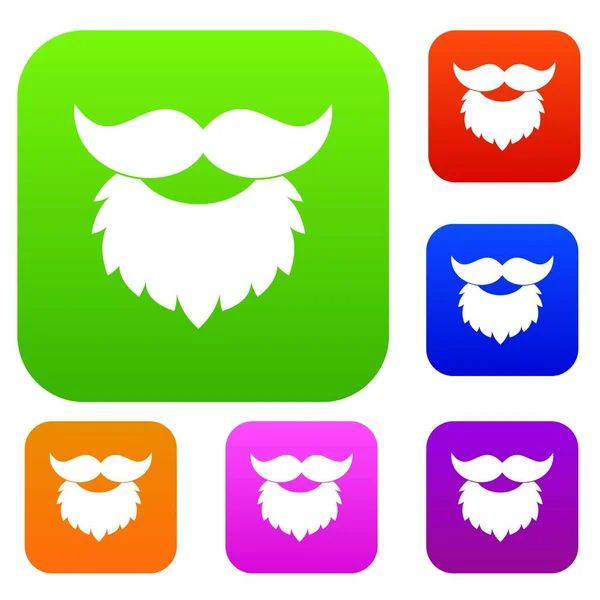 Ensemble barbe et moustache collection de couleurs — Image vectorielle