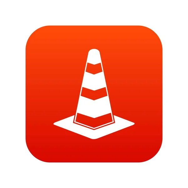 Ícone cone de tráfego vermelho digital —  Vetores de Stock