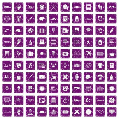 100 saat simgeler grunge mor ayarla