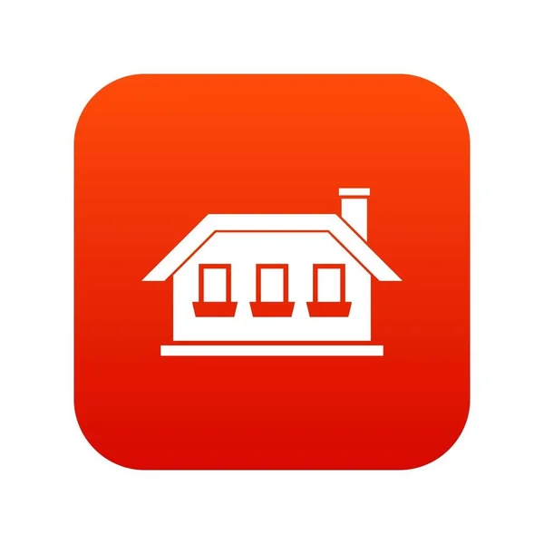 Dom 1 piętrowy z trzech windows ikona cyfrowy czerwony — Wektor stockowy