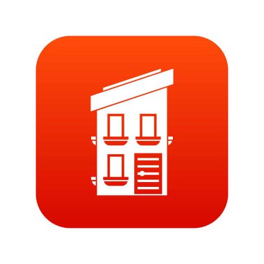 İki katlı ev simgesini dijital kırmızı