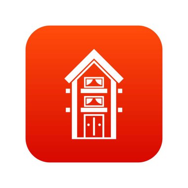 İki katlı evin balkon simgesi dijital kırmızı