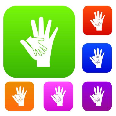 Bebek ve anne el renk koleksiyonu ayarla