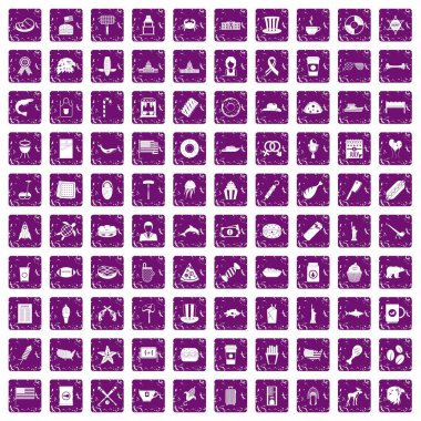 100 ABD simgeler grunge mor ayarla