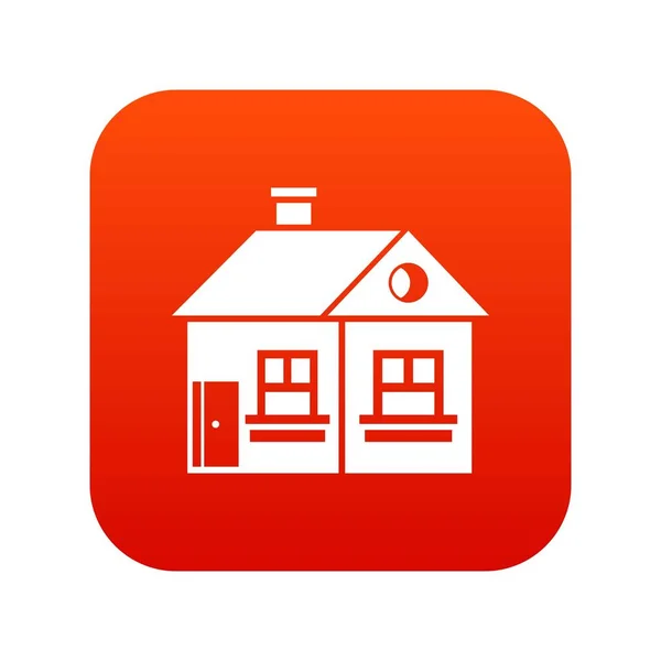 Ícone de casa de um andar grande vermelho digital — Vetor de Stock