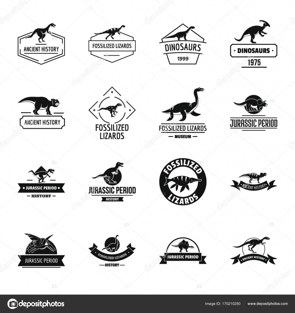 Dinosaur logo icons set, simple style Stock Vector by ©ylivdesign 170210250