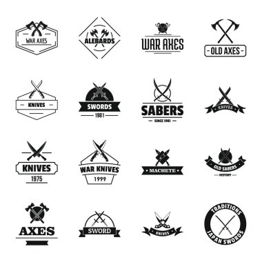 Çelik silah logo Icons set, basit tarzı