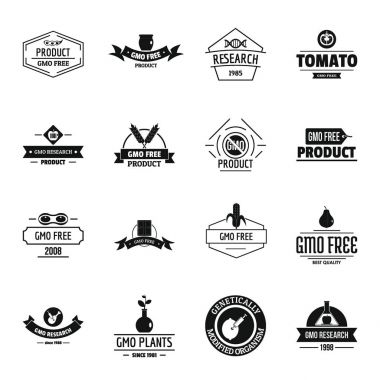 GDO'lu gıda logosu Icons set, basit tarzı