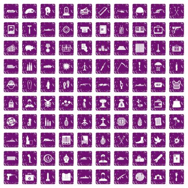 100 savaş suçları simgeler grunge mor ayarla