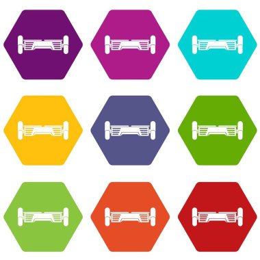 Renk altı yüzlü akıllı scooter Icon set