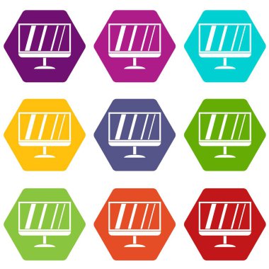 Renk altı yüzlü TV Icon set