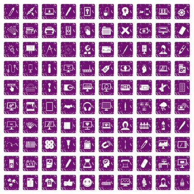 100 webdesign simgeler grunge mor ayarla