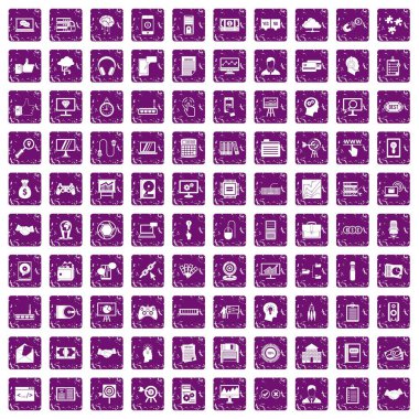 100 web geliştirme simgeler grunge mor ayarla