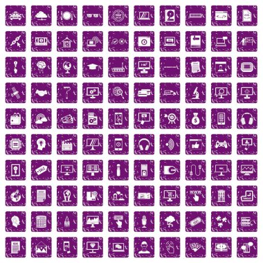 100 Web sitesi simgeleri grunge mor ayarla