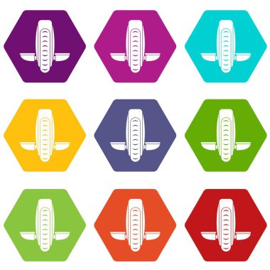 Renk altı yüzlü denge araç Icon set