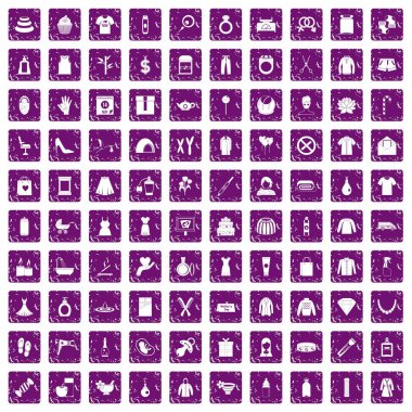 100 kadın simgeler grunge mor ayarla