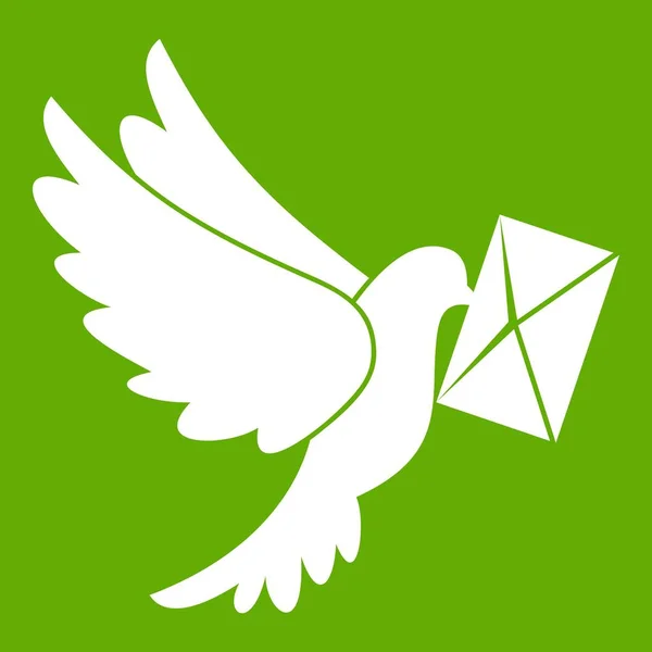 Dove carrying envelope icon green — Stock Vector