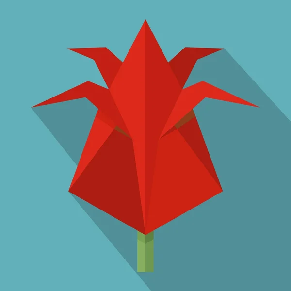 Origami bloem pictogram, vlakke stijl — Stockvector