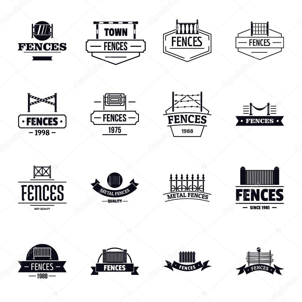 Fencing logo icons set. Simple illustration of 16 fencing logo vector icons for web