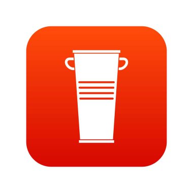 Çöp kutusu tutamaçlarını simgesi dijital kırmızı ile