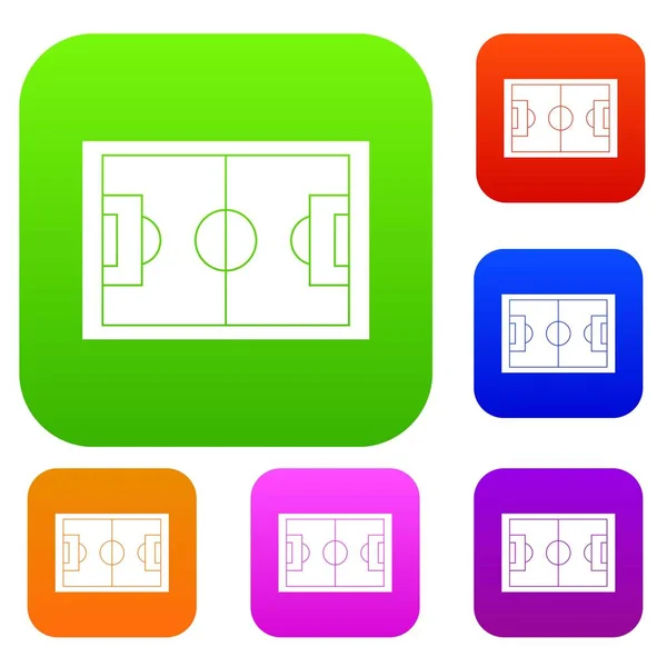 Voetbalveld instellen kleur collectie — Stockvector