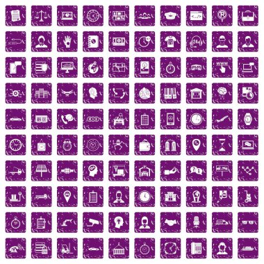 100 saat simgeleri çalışma grunge mor ayarla