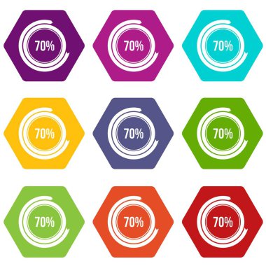 İşaret 70 yükü simge kümesi renk altı yüzlü