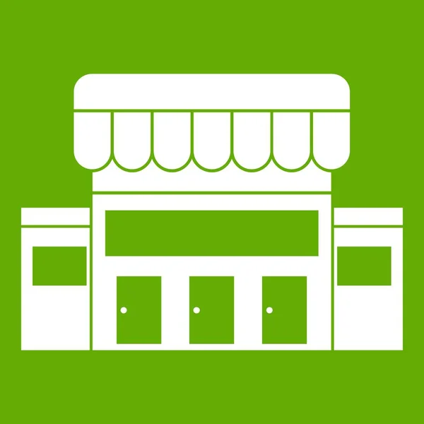 Icono de construcción de supermercados verde — Vector de stock