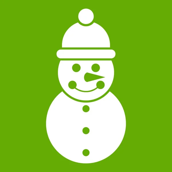 Snögubbe ikonen grön — Stock vektor