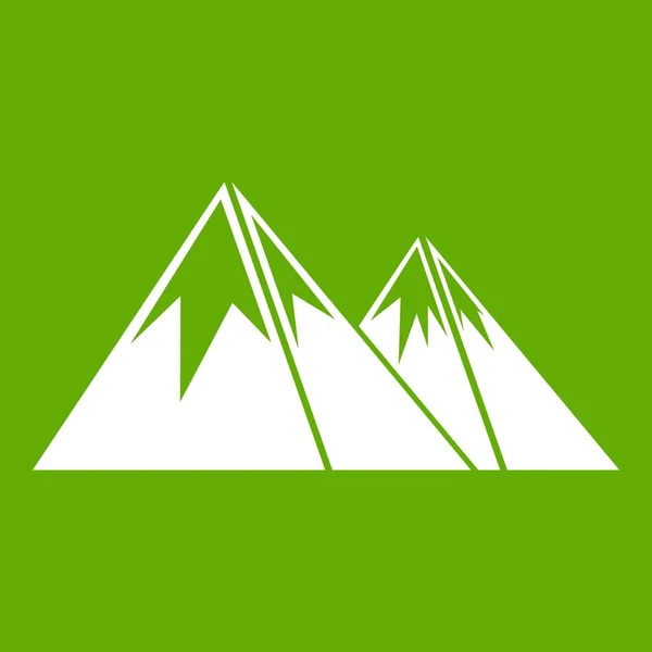 Bergen met sneeuw pictogram groen — Stockvector