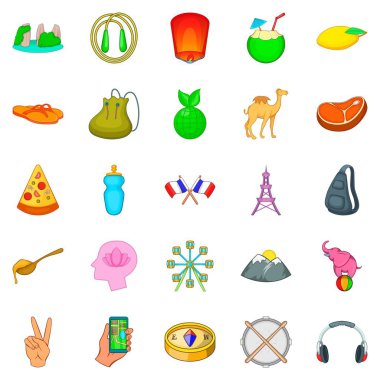 Macera Icons set, karikatür tarzı