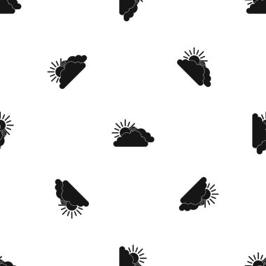 Güneş ve bulut sorunsuz siyah desen