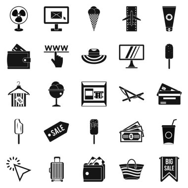 Yaz alışveriş Icons set basit tarzı