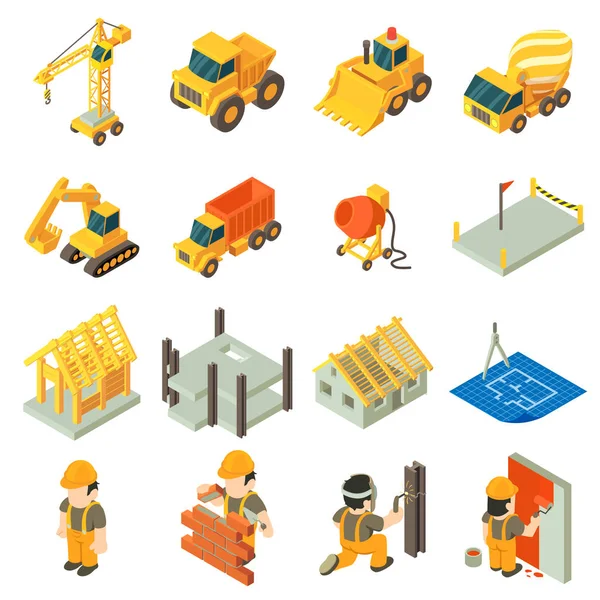 Conjunto de iconos de construcción, estilo isométrico — Vector de stock