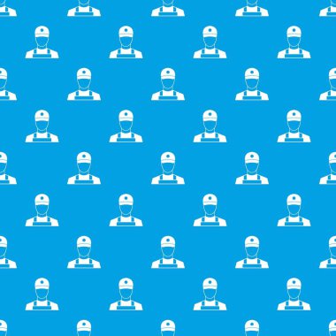 Bir adam bir kap ve tek tip desen kesintisiz mavi