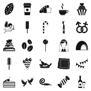 Şekerli Gıda Icons set, basit tarzı