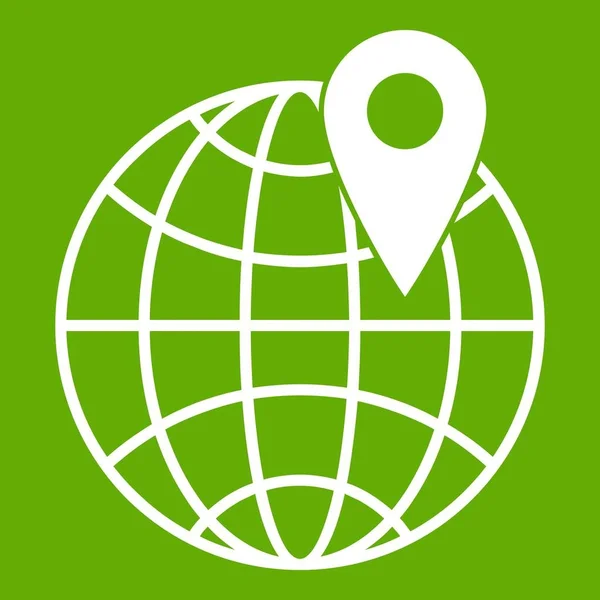 Globo con pin icono verde — Vector de stock