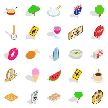 Doğal gıda Icons set, izometrik stili