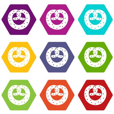 Renk altı yüzlü çubuk kraker Icon set
