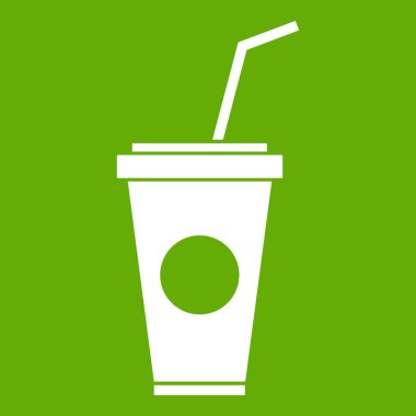 Kağıt bardak saman simgesi yeşil ile
