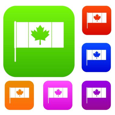 Kanada bayrağı bayrak direği ile renk koleksiyonu ayarla