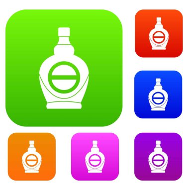 Akçaağaç şurubu cam şişe içinde renk koleksiyonu ayarla