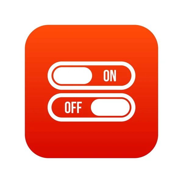 Botão on e off ícone vermelho digital — Vetor de Stock