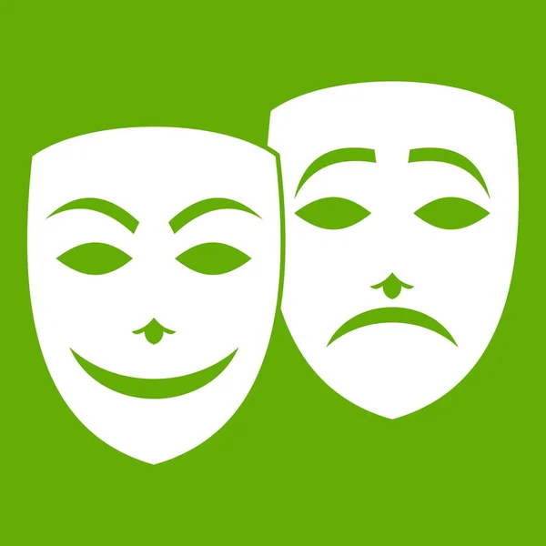 Carnival mask icon green — Stock Vector