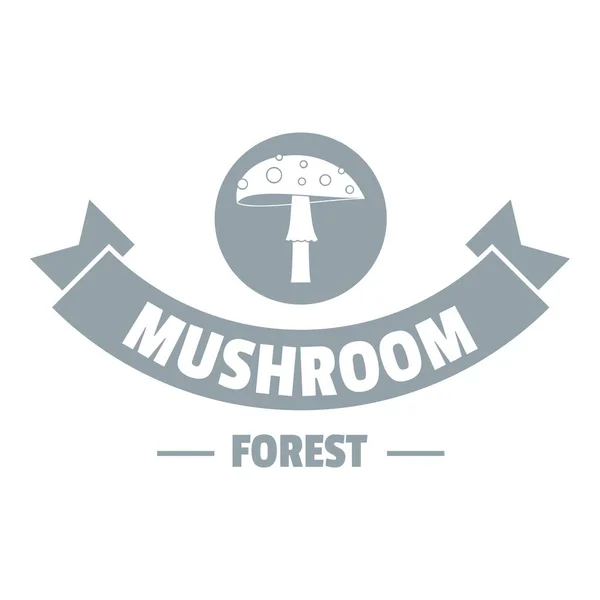 Mushroom organic logo, simple gray style — Stock Vector