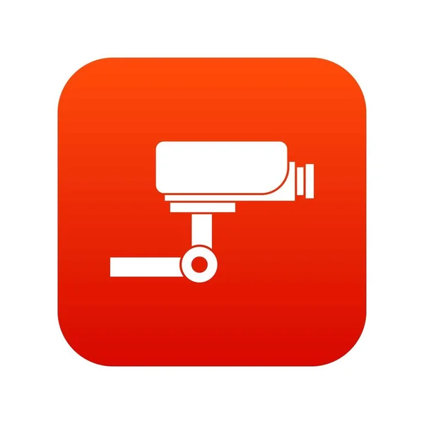 CCTV camera icon digital red — Stock Vector